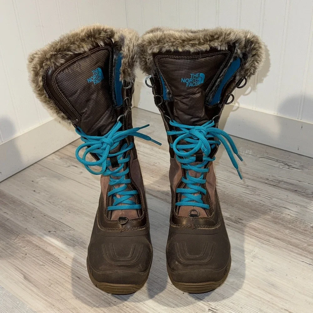 The North Face Brown Faux Fur Snow Boots Primaloft Womens Size 6